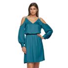 Women's Jennifer Lopez Cold-shoulder Shift Dress, Size: Xs, Turquoise/blue (turq/aqua)