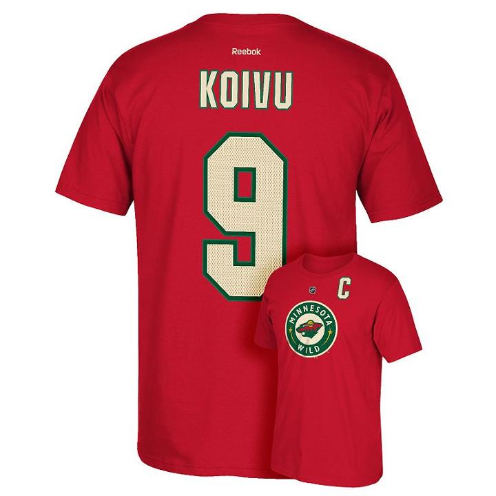 Men's Reebok Minnesota Wild Mikko Koivu Premier Tee, Size: Small, Red