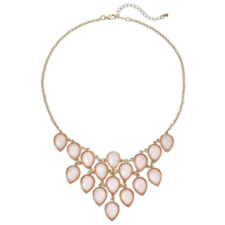 Mudd&reg; Pink Teardrop Statement Necklace, Women's, Light Pink
