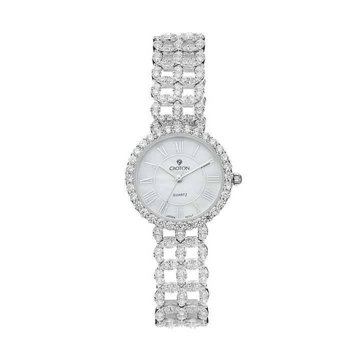 Croton Women's Cubic Zirconia Sterling Silver Watch - Ss202116czmp, White