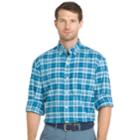 Big & Tall Izod Regular-fit Plaid Stretch Button-down Shirt, Men's, Size: L Tall, Blue Other