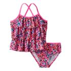 Girls 4-6x Oshkosh B'gosh&reg; Animal Print Tankini Top & Bottoms Swimsuit Set, Girl's, Size: 5-6, Pink