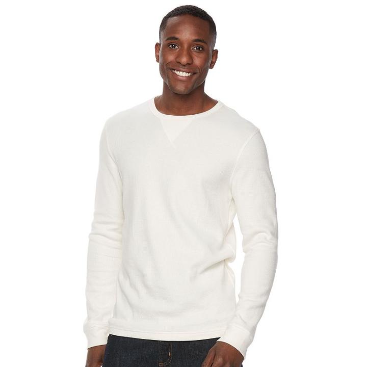 Men's Sonoma Goods For Life&trade; Classic-fit Soft-touch Stretch Thermal Crewneck Tee, Size: Medium, White Oth