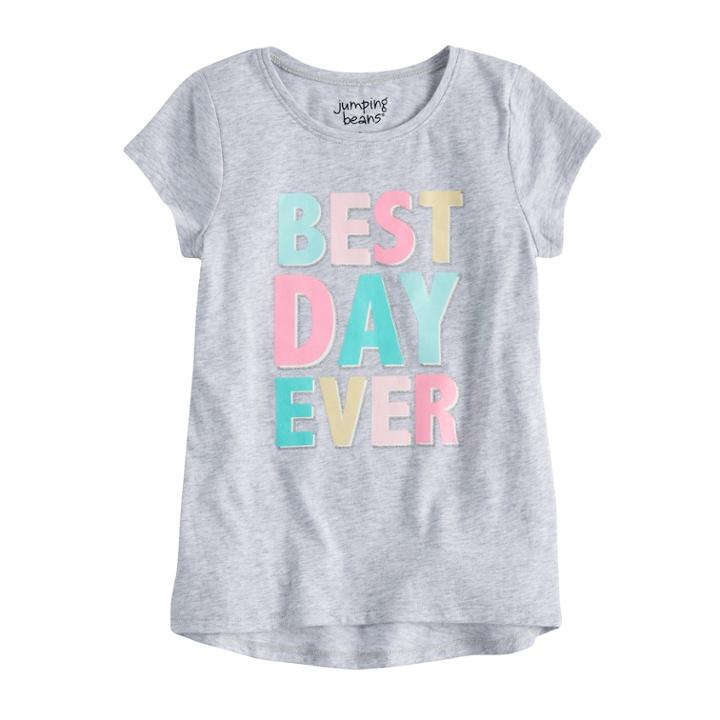 Girls 4-10 Jumping Beans&reg; Hi Low Graphic Tee, Size: 7, Light Grey