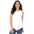 Women's Ab Studio V-hem Necklace Tank, Size: Regular, White Oth