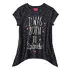 Girls 4-6x I Was Born To Sparkle Shark Bite Tee, Girl's, Size: 6, Grey (charcoal)