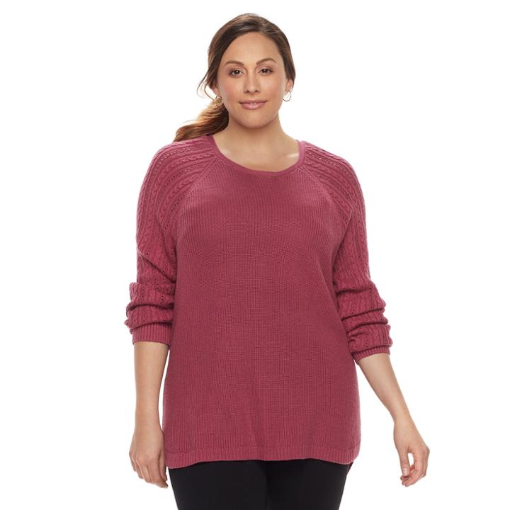 Plus Size Sonoma Goods For Life&trade; Pointelle Crewneck Sweater, Women's, Size: 1xl, Med Red