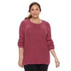 Plus Size Sonoma Goods For Life&trade; Pointelle Crewneck Sweater, Women's, Size: 1xl, Med Red