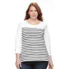 Plus Size Croft & Barrow&reg; Roll-cuff Tee, Women's, Size: 3xl, White