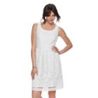 Women's Elle&trade; Scroll Lace Fit & Flare Dress, Size: 14, White