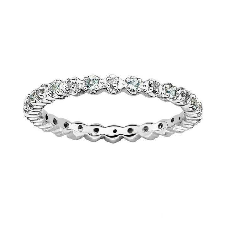 Stacks And Stones Sterling Silver Aquamarine And Diamond Accent Stack Ring, Women's, Size: 10, Blue