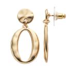 Dana Buchman Hammered Oval Nickel Free Drop Hoop Earrings, Women's, Gold