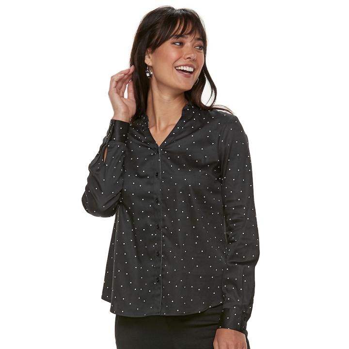 Women's Elle&trade; Ruffle Blouse, Size: Xl, Black