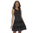 Juniors' Trixxi Illusion Scuba Skater Dress, Girl's, Size: Xl, Black