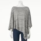 Women's Double Click Asymmetrical Striped Top, Size: Large, Black