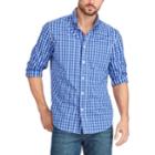 Big & Tall Chaps Classic-fit Plaid Stretch Poplin Button-down Shirt, Men's, Size: Xxl Tall, Blue