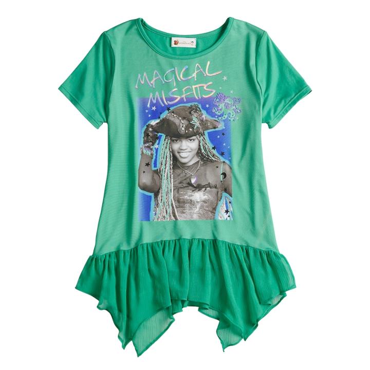 Disney's D-signed Descendants 2 Girls 7-16 Magical Misfits Sharkbite Top, Size: Small, Brt Green