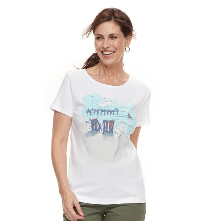 Women's Croft & Barrow&reg; Crewneck Graphic Tee, Size: Large, Med Blue