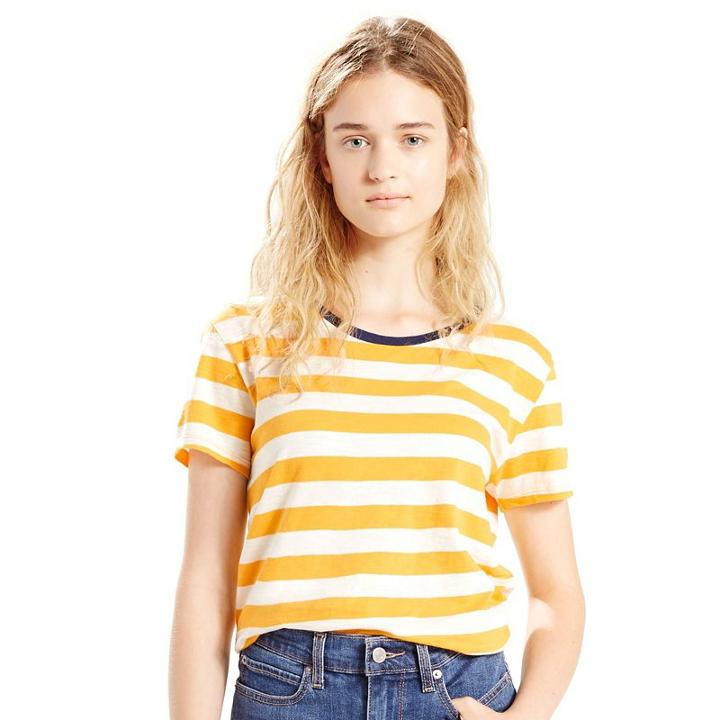 Women's Levi's Perfect Striped Tee, Size: Medium, Orange