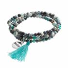 Healing Stone Agate Bead & Faith Charm Wrap Bracelet, Women's, Size: 20, Blue