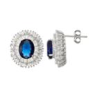 Sterling Silver Lab-created Blue & White Sapphire Halo Stud Earrings, Women's