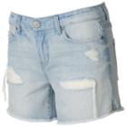 Juniors' Mudd&reg; Fray Hem Ripped Midi Shorts, Teens, Size: 7, Blue Other