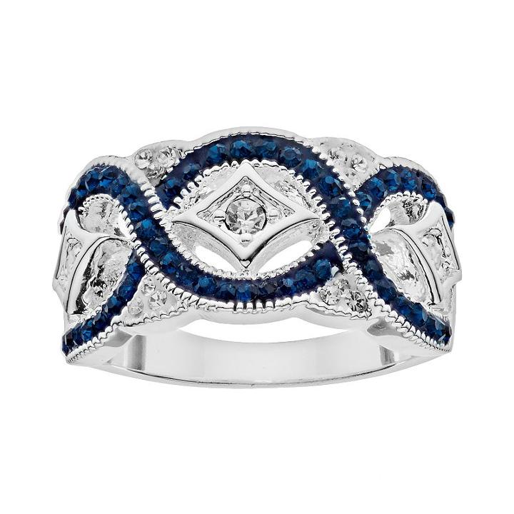 Crystal Luxuries Silver-plated Woven Ring, Women's, Size: 8, Blue