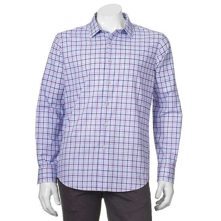 Men's Apt. 9&reg; Modern-fit Patterned Button-down Shirt, Size: Small, Blue