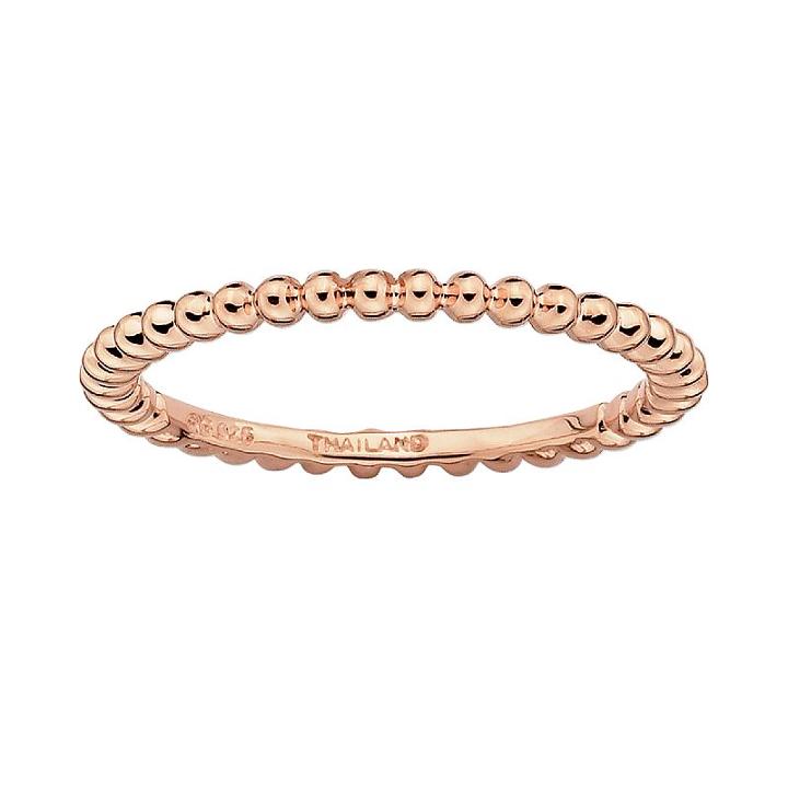 Stacks And Stones 18k Rose Gold Over Silver Bead Stack Ring, Women's, Size: 8, Pink