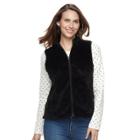 Women's Croft & Barrow&reg; Minky Velboa Fleece Vest, Size: Medium, Black