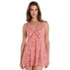 Women's Upstream Thigh Minimizer Bow-front Swimdress, Size: 14, Red