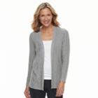 Women's Croft & Barrow&reg; Cable-knit Cardigan, Size: Large, Med Grey