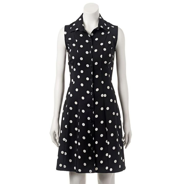 Women's Ronni Nicole Polka-dot Shirtdress, Size: 12, Oxford
