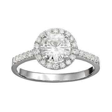 Forever Brilliant 1 1/3 Carat T.w. Lab-created Moissanite 14k White Gold Halo Ring, Women's, Size: 8