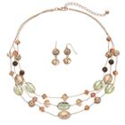 Beaded Multi Strand Necklace & Drop Earring Set, Women's, Multicolor