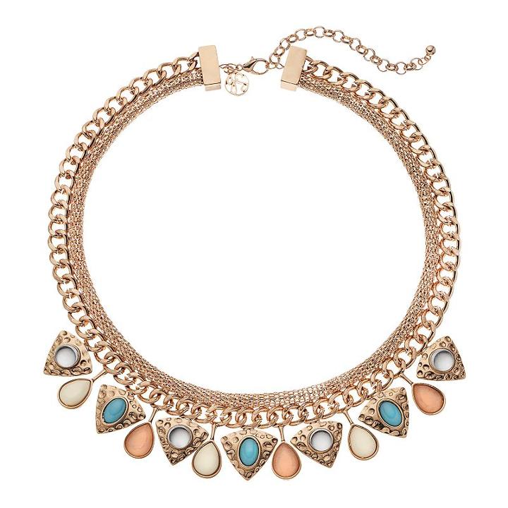 Gs By Gemma Simone Triangle & Teardrop Statement Necklace, Women's, Size: 19, Multicolor