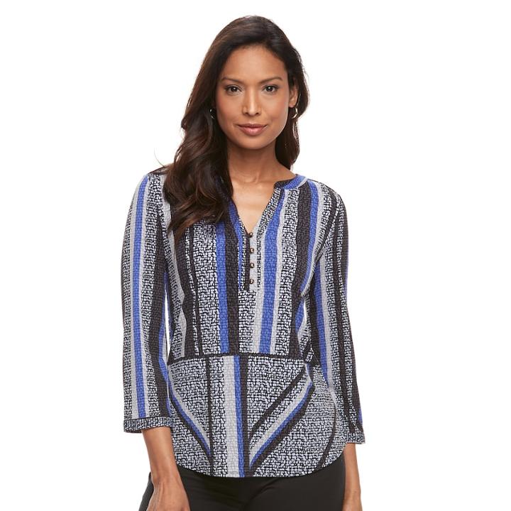 Women's Dana Buchman Knit Henley Top, Size: Xs, Med Purple