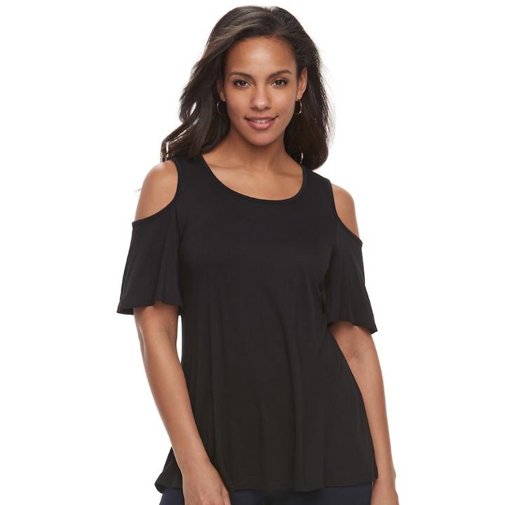 Women's Elle&trade; Cold-shoulder Top, Size: Medium, Black