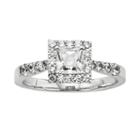 Diamonore Princess-cut Simulated Diamond Halo Engagement Ring In Sterling Silver (1 1/2 Ct.), Women's, Size: 8, White