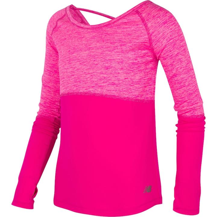 Girls 7-16 New Balance Long Sleeve Catonic Perforated Top, Size: 16, Brt Pink