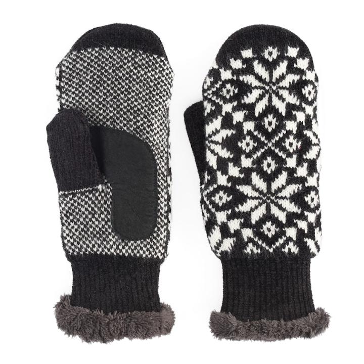 Women's Isotoner Snowflake Knit Smartouch Tech Mittens, Black