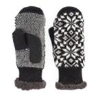 Women's Isotoner Snowflake Knit Smartouch Tech Mittens, Black