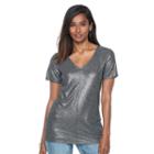 Women's Apt. 9&reg; Essential Metallic V-neck Tee, Size: Xxl, Black