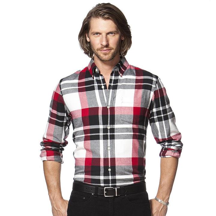 Big & Tall Chaps Classic-fit Plaid Button-down Shirt, Men's, Size: L Tall, White