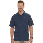 Men's Haggar Classic-fit Textured Microfiber Easy-care Button-down Shirt, Size: Xxl, Blue (navy)