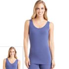 Women's Cuddl Duds Softwear Reversible Tank, Size: Small, Blue (navy)