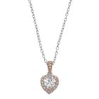 Lily & Lace Pink & White Cubic Zirconia Two Tone Heart Pendant Necklace, Women's