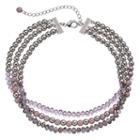 Purple Beaded Multi Strand Choker Necklace, Women's, Med Purple