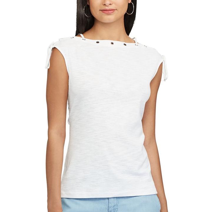 Women's Chaps Lace-up Tee, Size: Large, White
