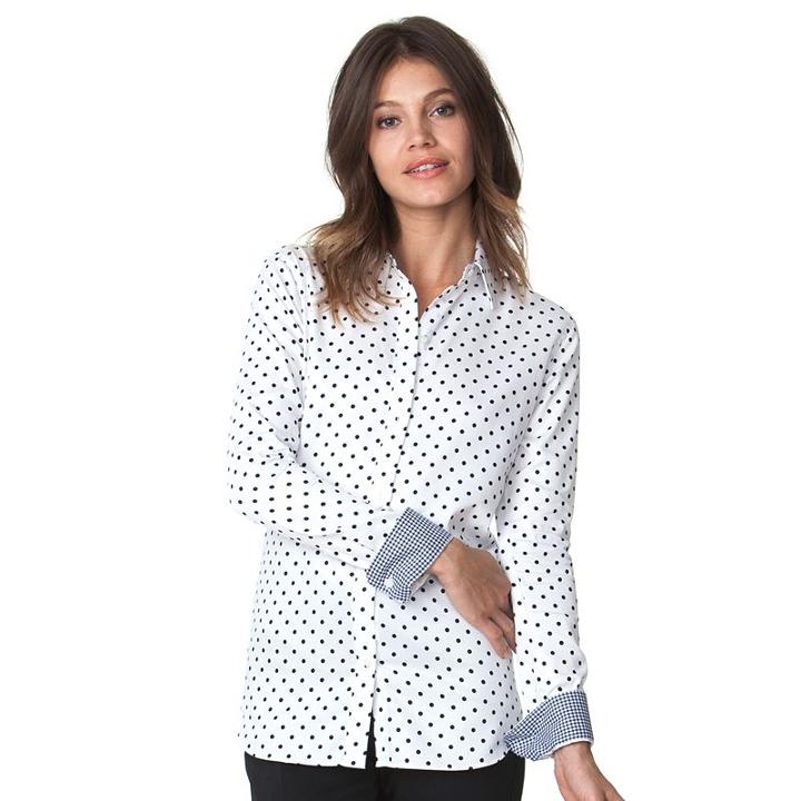 Petite Chaps No Iron Printed Sateen Shirt, Women's, Size: Xs Petite, Blue